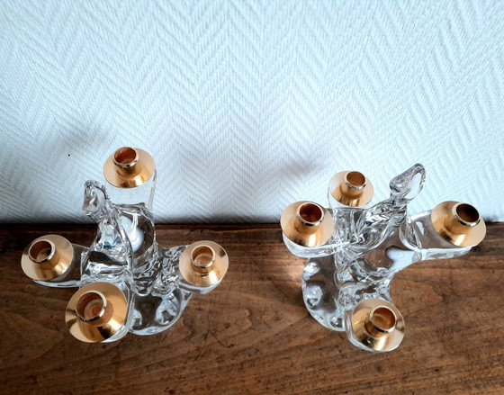 Image 1 of 2X Chandeliers Cristal Schneider 1950