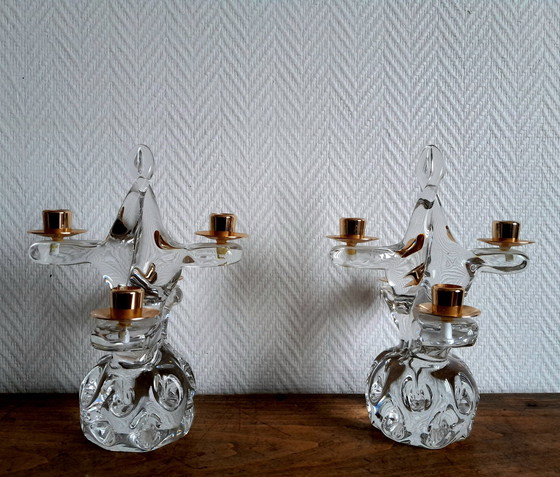 Image 1 of 2X Chandeliers Cristal Schneider 1950