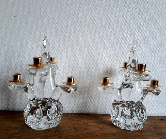 Image 1 of 2X Chandeliers Cristal Schneider 1950