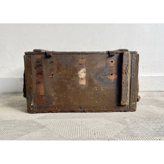 Coffre à munitions vintage en bois avec couvercle et poignées en corde, 1940 – Armoires de rangement, Wood (photo 8 of 8)