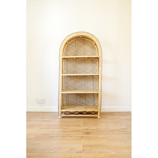 Etagère vintage en osier à 4 niveaux, 1970