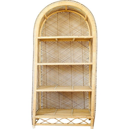 Etagère vintage en osier à 4 niveaux, 1970