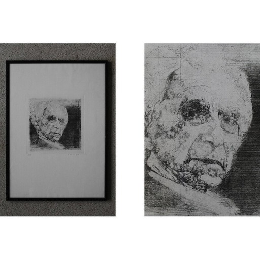 Peinture vintage sur papier de Maurizio Bini, 1960