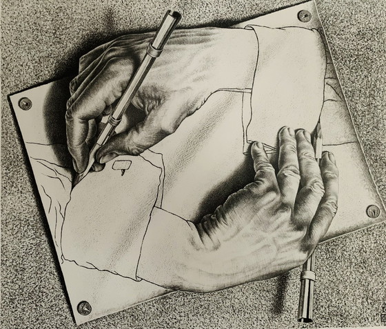 Image 1 of M.C. Escher : "Les mains, 1948". Signé dans la plaque.