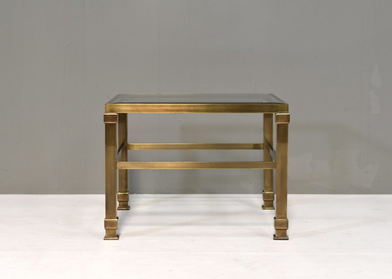 Image 1 of Table basse en laiton et verre de style régence hollywoodienne - France, vers 1960-70