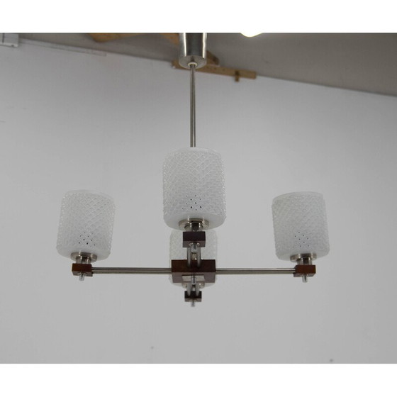 Image 1 of Lustre à 4 flammes du milieu du siècle, Tchécoslovaquie, années 1950