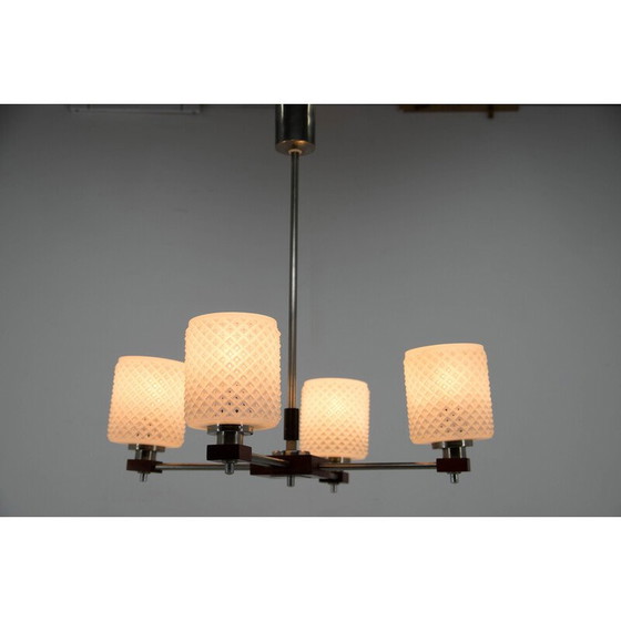 Image 1 of Lustre à 4 flammes du milieu du siècle, Tchécoslovaquie, années 1950