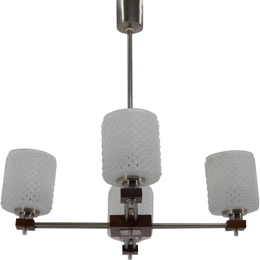 Lustre à 4 flammes du milieu du siècle, Tchécoslovaquie, années 1950