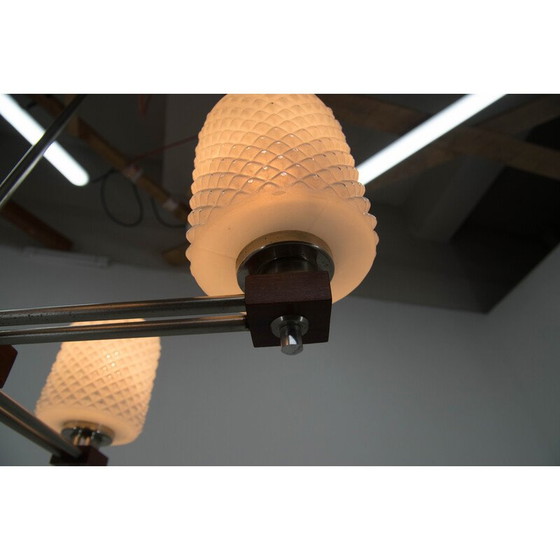 Image 1 of Lustre à 4 flammes du milieu du siècle, Tchécoslovaquie, années 1950