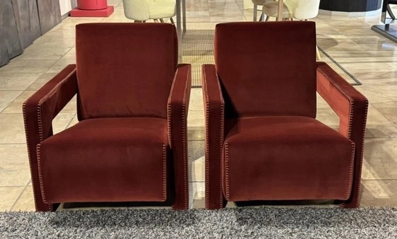 Image 1 of Cassina 2 Utrecht 637 Nouveau Jamais Utilisé en Cayenne Petrol 13L 652 Velvet Horse Stitching