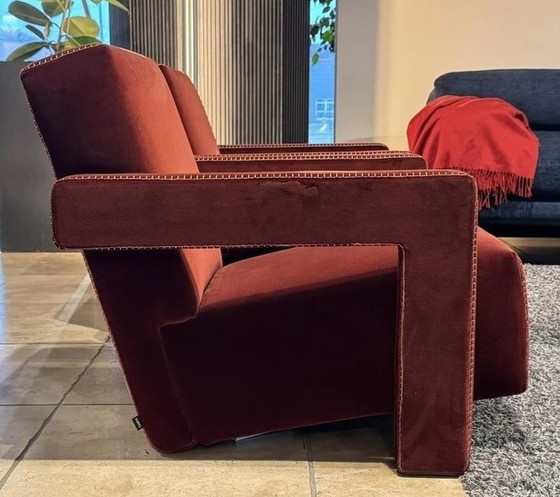 Image 1 of Cassina 2 Utrecht 637 Nouveau Jamais Utilisé en Cayenne Petrol 13L 652 Velvet Horse Stitching