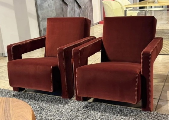Image 1 of Cassina 2 Utrecht 637 Nouveau Jamais Utilisé en Cayenne Petrol 13L 652 Velvet Horse Stitching
