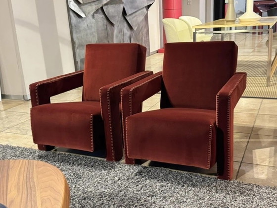 Image 1 of Cassina 2 Utrecht 637 Nouveau Jamais Utilisé en Cayenne Petrol 13L 652 Velvet Horse Stitching