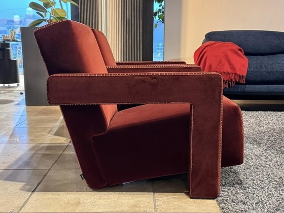 Image 1 of Cassina 2 Utrecht 637 Nouveau Jamais Utilisé en Cayenne Petrol 13L 652 Velvet Horse Stitching