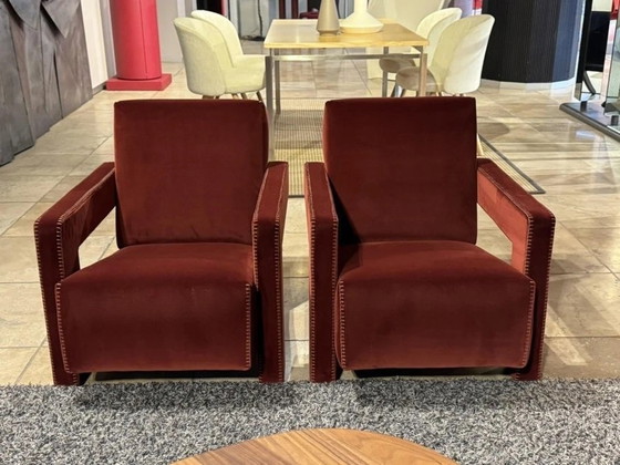 Image 1 of Cassina 2 Utrecht 637 Nouveau Jamais Utilisé en Cayenne Petrol 13L 652 Velvet Horse Stitching