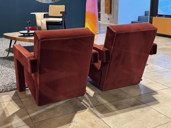Image 1 of Cassina 2 Utrecht 637 Nouveau Jamais Utilisé en Cayenne Petrol 13L 652 Velvet Horse Stitching