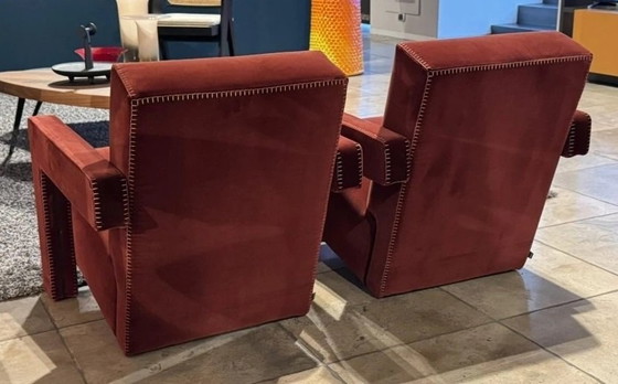 Image 1 of Cassina 2 Utrecht 637 Nouveau Jamais Utilisé en Cayenne Petrol 13L 652 Velvet Horse Stitching