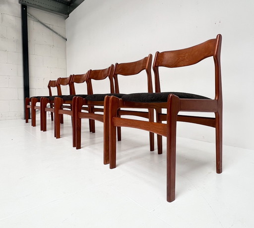 Ensemble de 6 chaises design re-tapissées par Burchardt Nielsen, années 1960