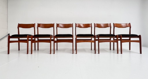 Ensemble de 6 chaises design re-tapissées par Burchardt Nielsen, années 1960