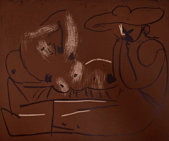 Image 1 of Pablo Picasso : "Femme couchée et picador mangeant des raisins, 1959".