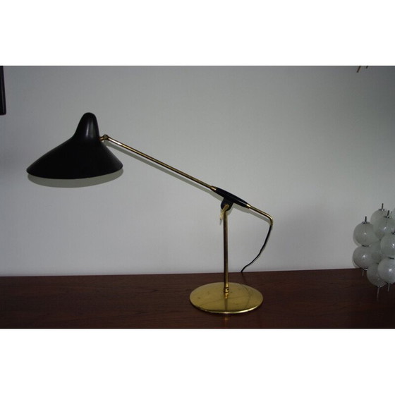Image 1 of Lampe de table vintage en laiton doré et aluminium par Svend Holm Sorensen, 1960