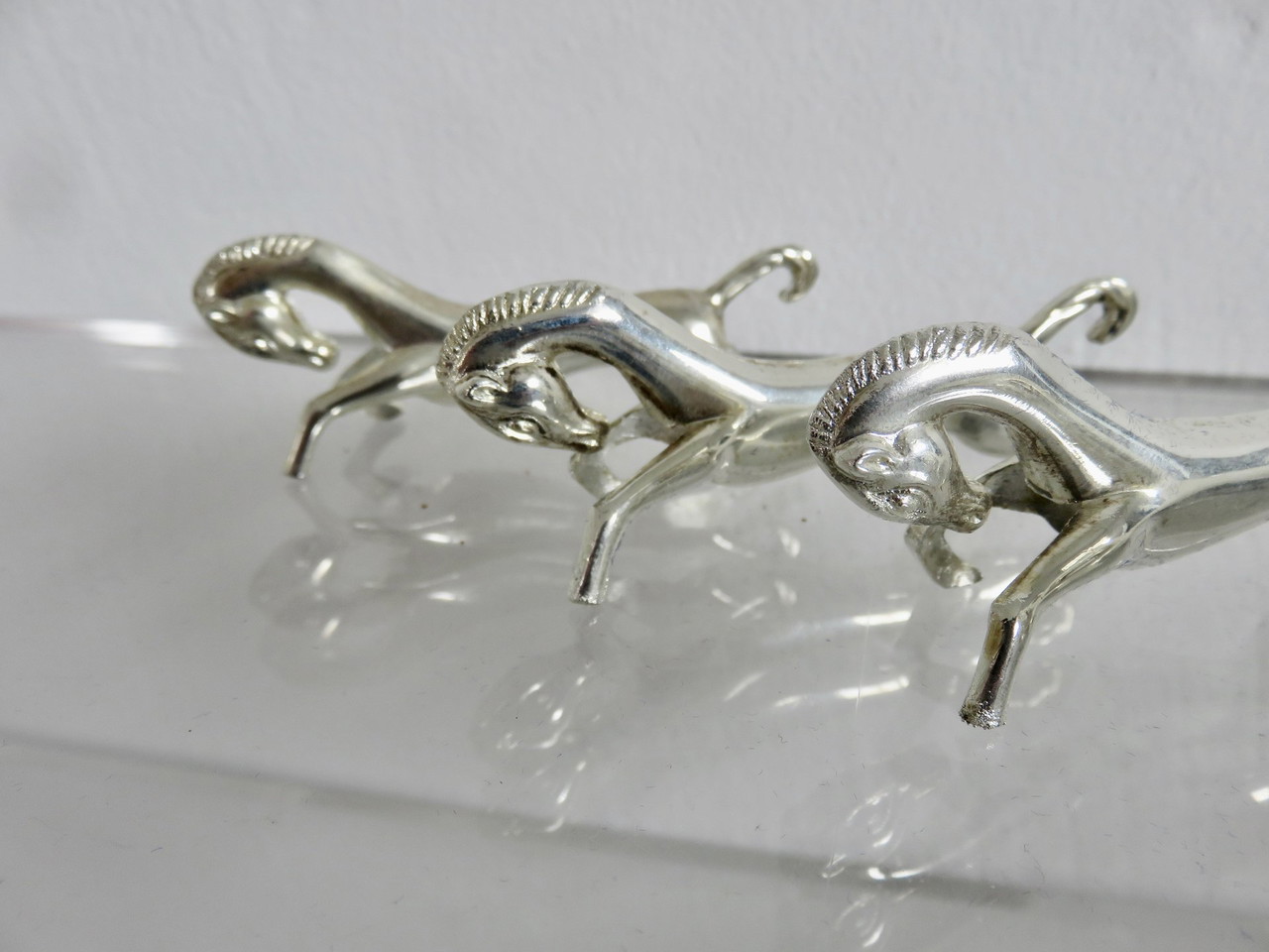Lot 6 Porte-couteaux Cheval Métal Argenté – L. Speyser – Vintage France – Boîte D'origine