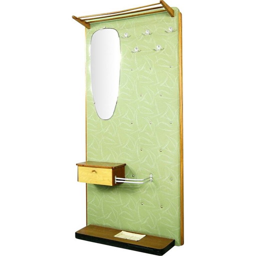 Porte-manteau vintage allemand avec miroir par Diele und Flur, 1960