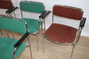 6 Chaises Vintage Empilables Acier Chromé Et Tissu 1960 Suède 