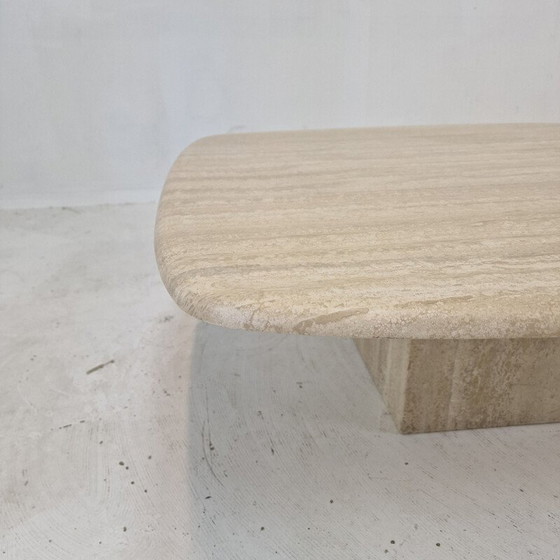 Image 1 of Table basse vintage en travertin, Italie 1980