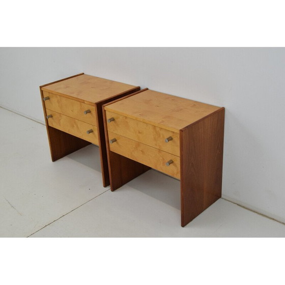 Image 1 of Paire de tables de nuit en bois et métal du milieu du siècle, Tchécoslovaquie, années 1970