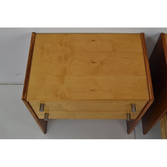 Image 1 of Paire de tables de nuit en bois et métal du milieu du siècle, Tchécoslovaquie, années 1970