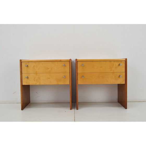 Image 1 of Paire de tables de nuit en bois et métal du milieu du siècle, Tchécoslovaquie, années 1970