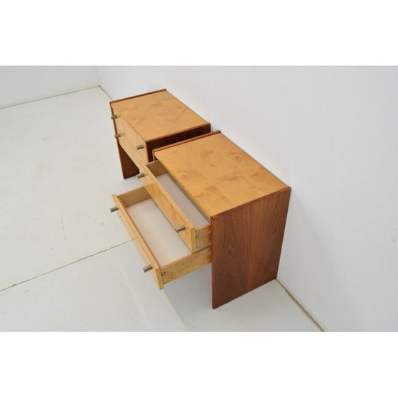 Image 1 of Paire de tables de nuit en bois et métal du milieu du siècle, Tchécoslovaquie, années 1970