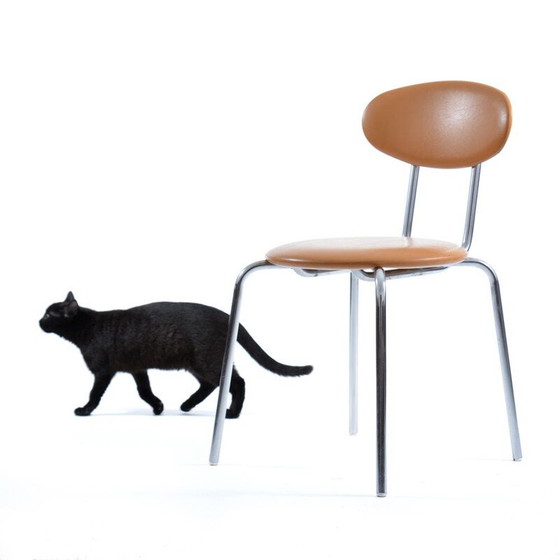 Image 1 of Chaise vintage en simili cuir et acier chromé par Kovona, Tchécoslovaquie 1970