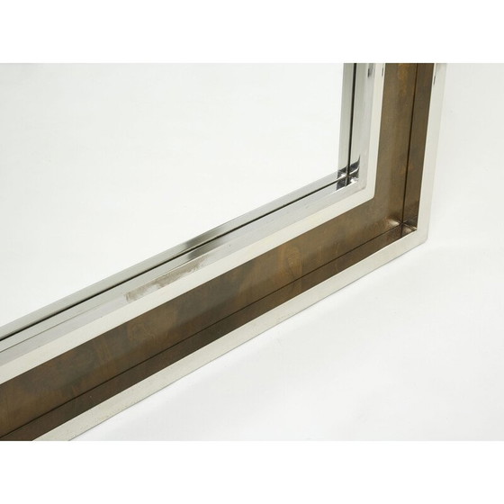 Image 1 of Miroir vintage en métal chromé et cuivré par Belgo Chrome, 1970