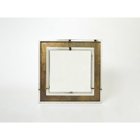 Image 1 of Miroir vintage en métal chromé et cuivré par Belgo Chrome, 1970