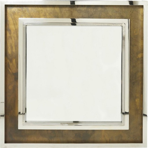 Miroir vintage en métal chromé et cuivré par Belgo Chrome, 1970