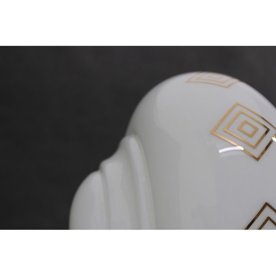 Image 1 of Lampe suspendue vintage en verre avec chaîne en laiton , Tchécoslovaquie 1970