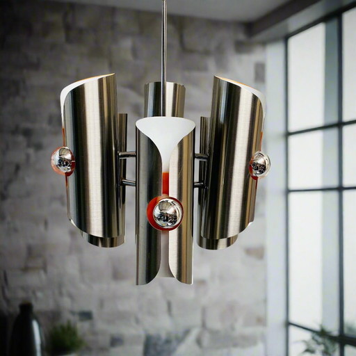 Lampe suspendue en aluminium de l'ère spatiale par Polam Bielsko-Białae 1970