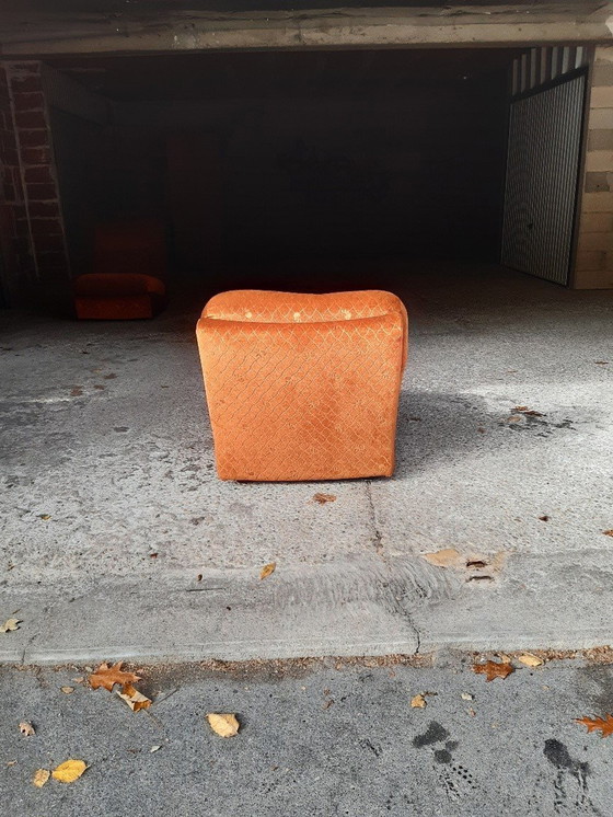Image 1 of 6/7 Chauffeuse Orange Ligne Roset Pr M. Ducaroy Mod. Albany, Design Ép. Vintage