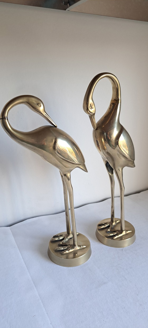 Image 1 of 2x grues en cuivre et laiton