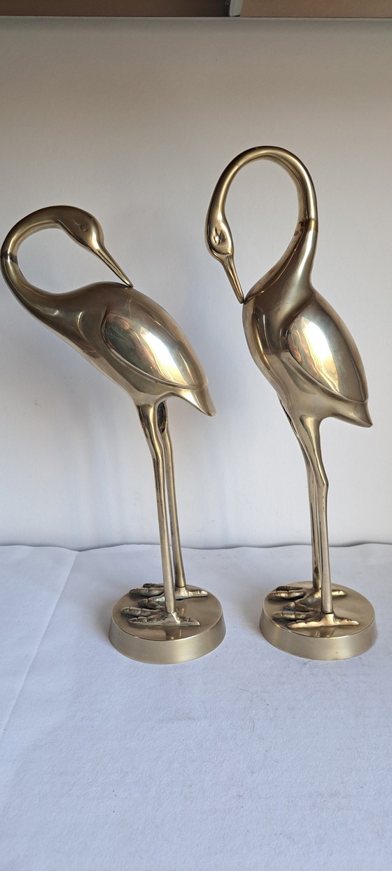 Image 1 of 2x grues en cuivre et laiton