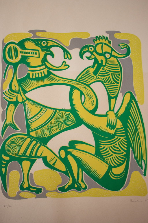 Jules Perahim, Personnages Surréalistes, Lithographie Ex. 17/40, Lithographie Michel Casse, Signée, Datée (19)81