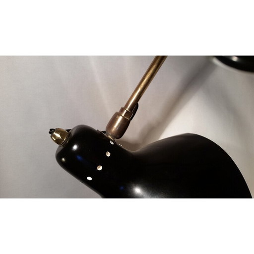 Lampe de bureau noire vintage par Jean Boris Lacroix - 1965