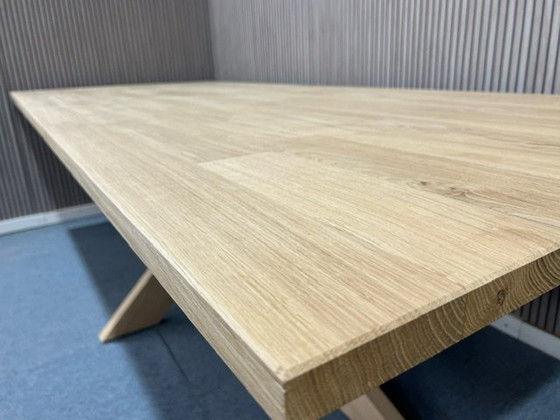 Image 1 of Table de salle à manger en chêne, rectangle, pied araignée