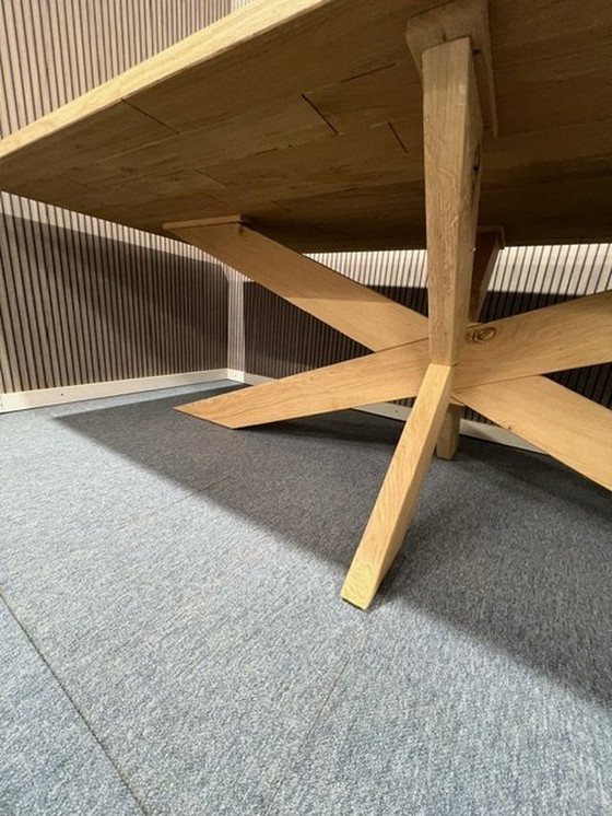 Image 1 of Table de salle à manger en chêne, rectangle, pied araignée