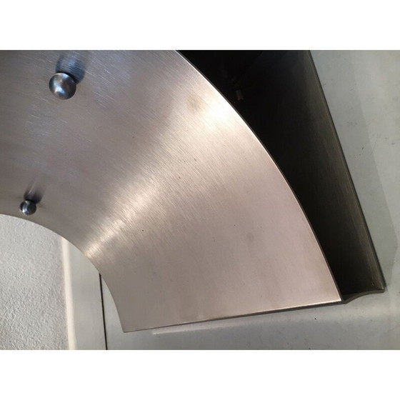 Image 1 of Table basse vintage en acier brossé et verre, France 1970