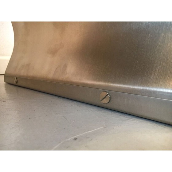 Image 1 of Table basse vintage en acier brossé et verre, France 1970