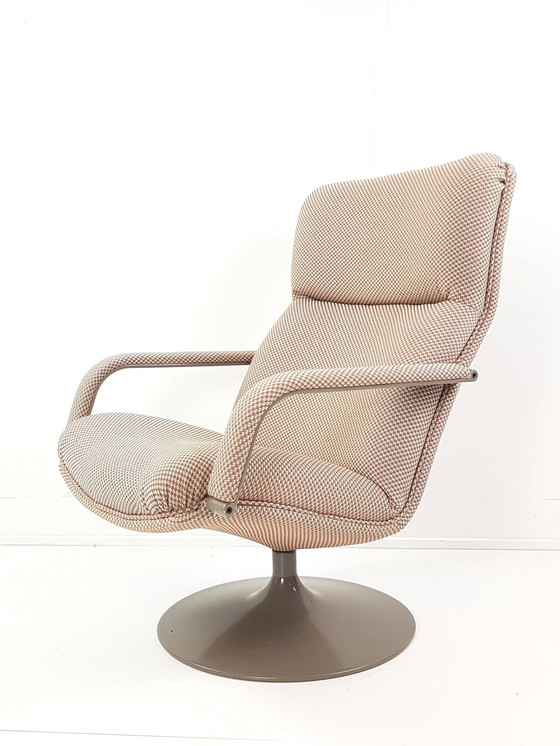 Image 1 of Artifort Rotary Armchair With Round Foot Newly Upholstered De Ploeg Fabric