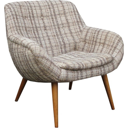 Chaise à boule vintage en beige-brun 1950